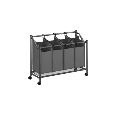 Breebe Rolling Laundry Basket With 4 Removable Bags In Black