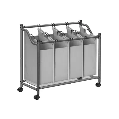 Breebe Rolling Laundry Basket With 4 Removable Bags Gray