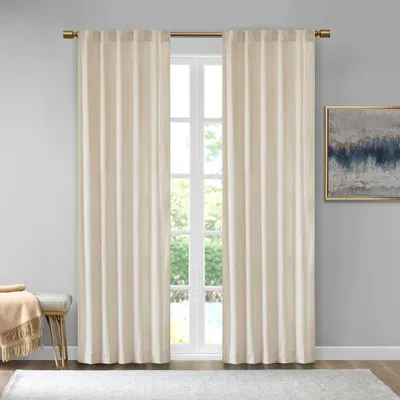 Breebe Room Darkening Metallic Printed Poly Velvet Rod Pocket/back Tab Window Panel Pair Ivory 37x95' In Neutral