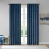 Breebe Room Darkening Metallic Printed Poly Velvet Rod Pocket/back Tab Window Panel Pair Navy 37x84' In Blue