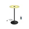 Breebe Round Cocktail Table With Multi-colored Lights And Glass Top In Black