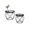 Breebe Round Coffee Table With Steel Frame Set Of 2 In Black