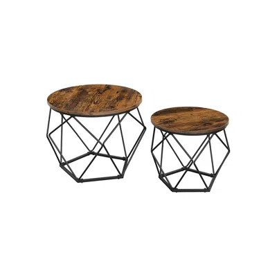 Breebe Round Coffee Table With Steel Frame Set Of 2