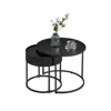 Breebe Round Coffee Tables With Hidden Storage And Top Tray, Set Of 2 In Black