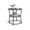 Breebe Round End Table With 2 Shelves In Gray