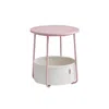 Breebe Round Side Table With Fabric Basket Jelly Pink And Classic White
