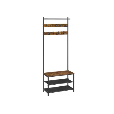 Breebe Rustic Brown Hall Tree With Bench And Shoe Storage