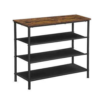 Breebe Rustic Brown Shoe Storage Rack With Fabric Shelves