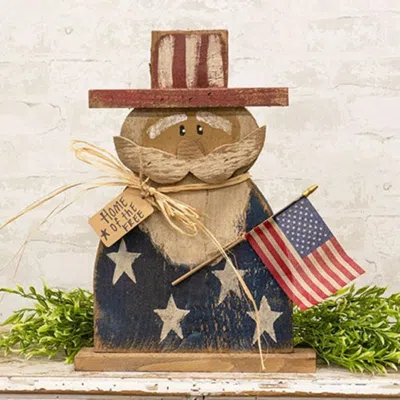 Breebe Rustic Wood Uncle Sam Patriotic Decor On Sitter Base