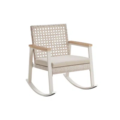 Breebe Sencillo Collection - Outdoor Steel Rocking Chair, Bone Color In Neutral