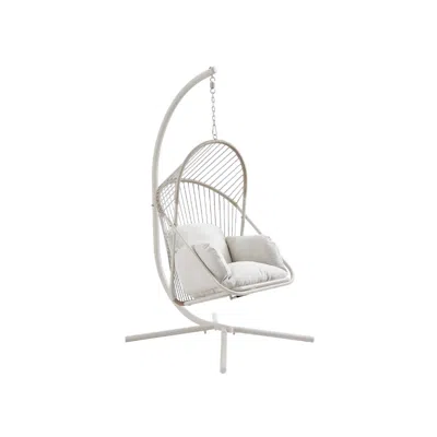 Breebe Sencillo Collection -outdoor Steel Egg Chair, Bone Color In White
