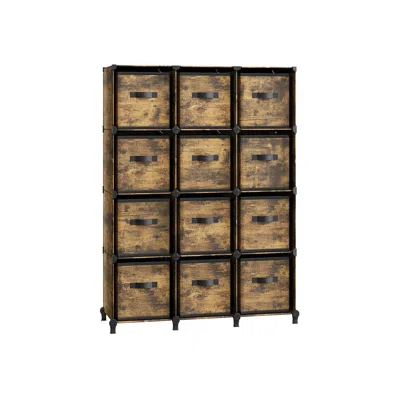 Breebe Set Of 12-cube Organizer Rustic Brown