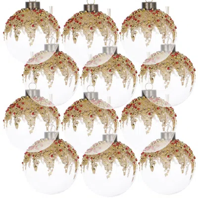 Breebe Set Of 12 Glass Christmas Ball Ornaments 3in Hanging Tree Holiday Party Decor In Multi