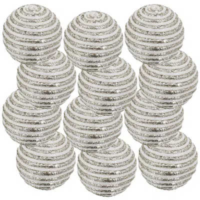 Breebe Set Of 12 Plastic Christmas Ball Ornaments 3.9" Hanging Tree Holiday Decor In Silver