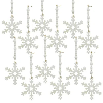 Breebe Set Of 12 Snowflake Ornaments 9.8 X 4.7in Hanging Christmas Tree Holiday Decor