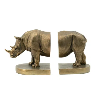 Breebe Set Of 2 10.8 X 4.7 X 5.9" Rhino Bronze Bookends In Multi
