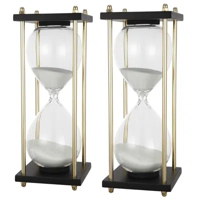 Breebe Set Of 2, 4 X 4 X 9" Hour Glass In Stand (approx.30 Minutes), White In Multi