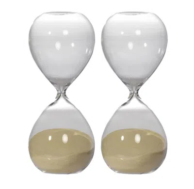 Breebe Set Of 2, 8" Ferdinand 30-minute Hourglass, Bisque Sand In Transparent
