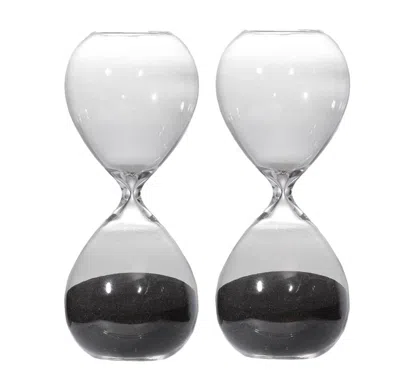 Breebe Set Of 2, 8" Ferdinand 30-minute Hourglass, Black Sand In Transparent