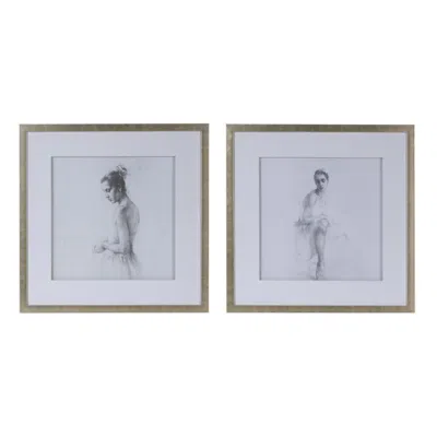 Breebe Set Of 2 Ballet Dancer Art 19.7 X 19.7 In Home Decor Living Room Bedroom Hallway In White