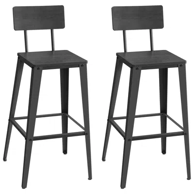 Breebe Set Of 2 Bar Stools, Bar Height Stools, Tall Bar Stools With Back, Bar Chairs In Blue