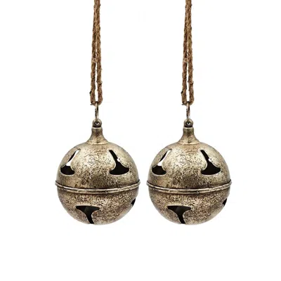 Breebe Set Of 2 Bell Hanging Ornaments 6in Decorative Christmas Tree Holiday Decor In Neutral