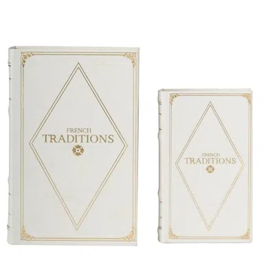 Breebe Set Of 2 Book Boxes Decorative Storage For Home Office Decor In White