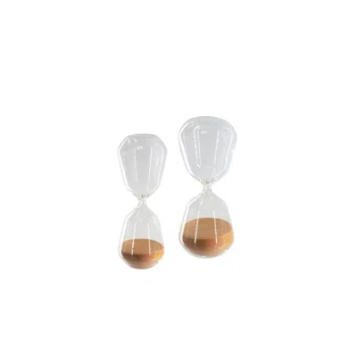 Breebe Set Of 2 Clear Hourglass Terracotta Sand In White