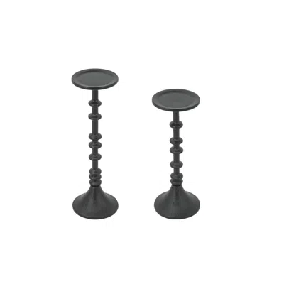 Breebe Set Of 2 Decorative Black Iron Candle Holders Spindle Design