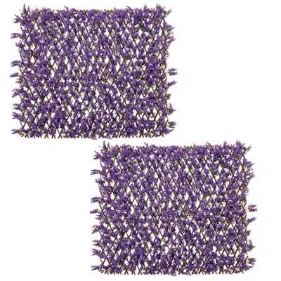 Breebe Set Of 2 Expandable Fence Privacy Screen Decorative Faux Eucalyptus/ivy Fencing Panel In Purple