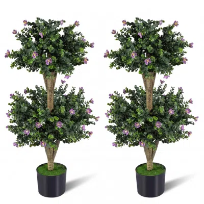 Breebe Set Of 2 Faux Bush Plant With 41 Blossoms For Home In Green