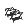 Breebe Set Of 2 Folding Luggage Rack With Storage Shelf Chestnut Brown