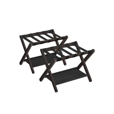 Breebe Set Of 2 Folding Luggage Rack With Storage Shelf Chestnut Brown