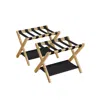 Breebe Set Of 2 Folding Luggage Rack With Storage Shelf Natural Beige