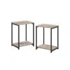 Breebe Set Of 2 Greige & Black End Tables With Storage Shelf