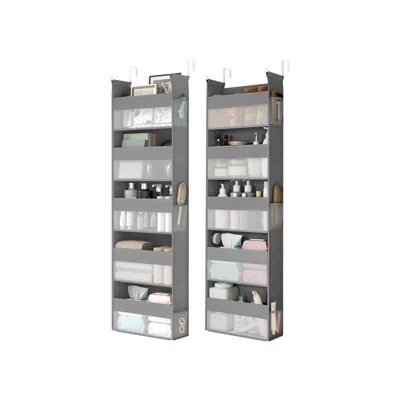 Breebe Set Of 2 Hanging Door Organizers With 5 Large Pockets In Gray