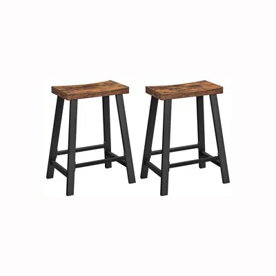 Breebe Set Of 2 Industrial Bar Stools With Footrest