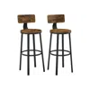 Breebe Set Of 2 Industrial Brown Bar Stools With Backrests