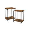 Breebe Set Of 2 Industrial Rustic Brown & Black End Tables