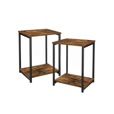 Breebe Set Of 2 Industrial Rustic Brown & Black End Tables