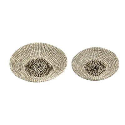 Breebe Set Of 2 Kira Woven Seagrass Bowls In Gray