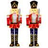 Breebe Set Of 2 Lighted Nutcracker Soldier Outdoor Christmas Decoration With Glitter Sword In Multi