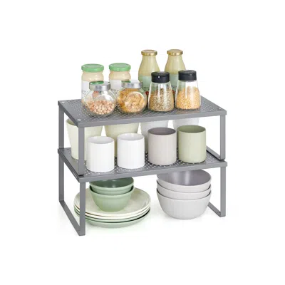 Breebe Set Of 2 Metal Kitchen Spice Racks In Gray