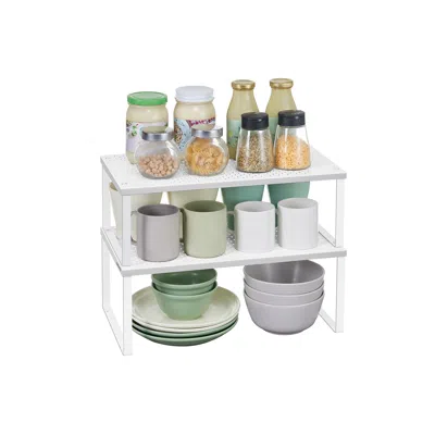 Breebe Set Of 2 Metal Kitchen Spice Racks In White