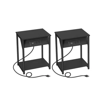 Breebe Set Of 2 Plug-in Series Side Table In Black