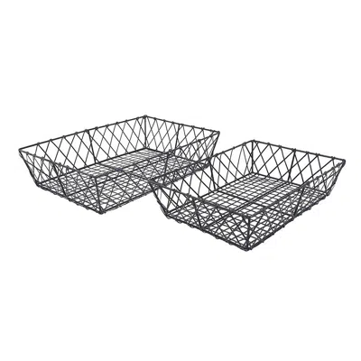 Breebe Set Of 2 Rectangular Iron Trays, Black