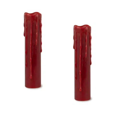 Breebe Set Of 2 Red Led Drip Wax Candles With Remote