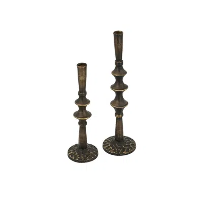 Breebe Set Of 2 Sculptural Black Iron Candle Holder