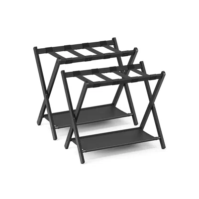 Breebe Set Of 2 Suitcase Stand With Storage Shelf