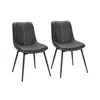 Breebe Set Of 2 Upholstered Leather Dining Chairs Ink Black